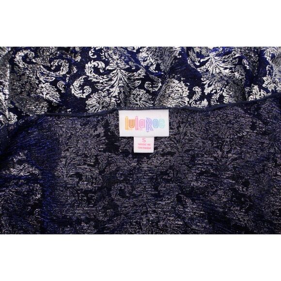 LulaRoe Womens Monroe Fringe CoverUp Duster Shawl Top S Small Blue Silver NWT - Picture 6 of 6